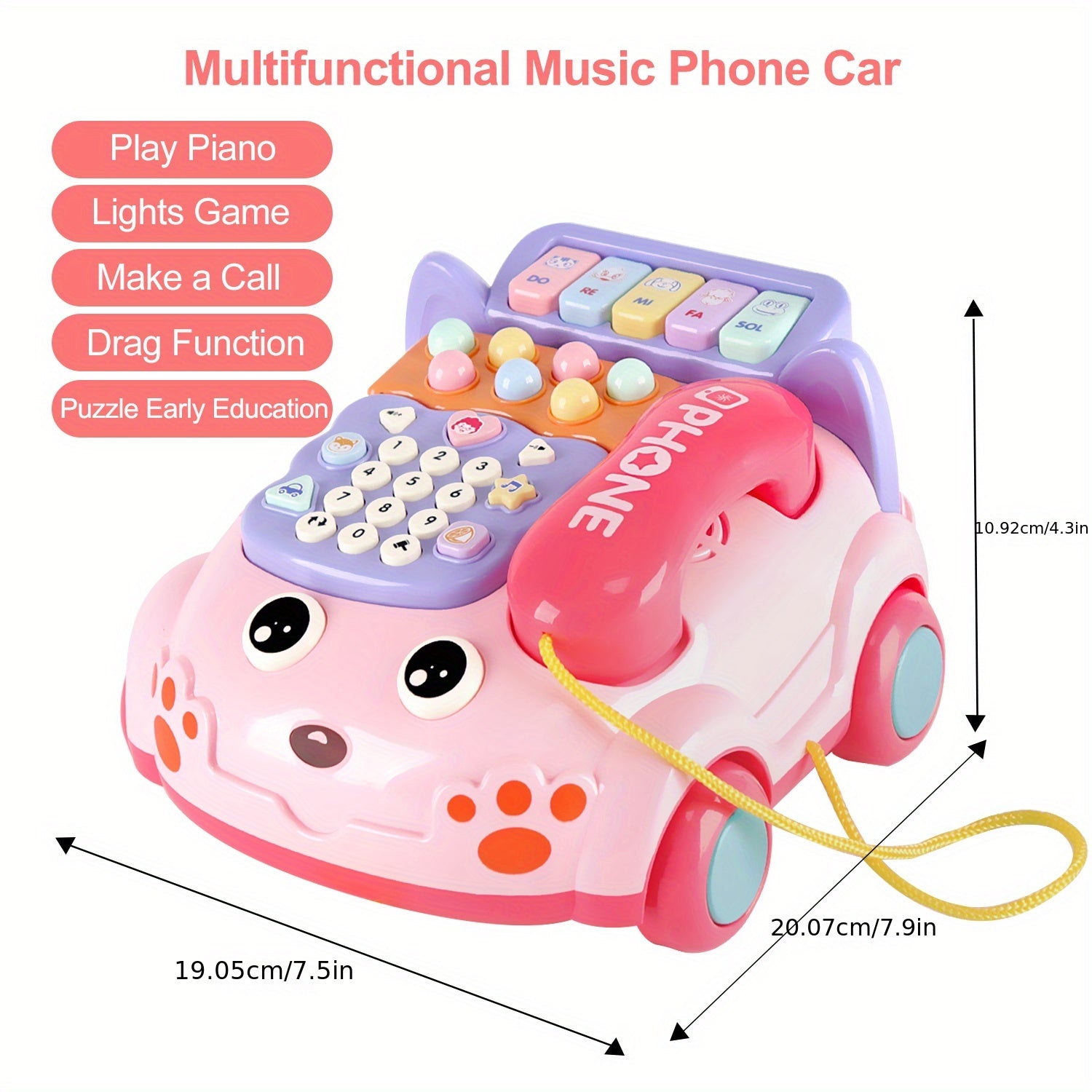 Baby Musical Phone Car Toy Educational Early Education Simulation Machine