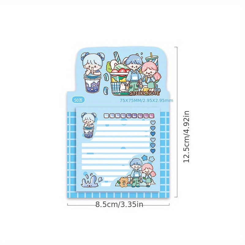 50 Sheets Cartoon Girl Sticky Notes for Decorating and Reminders