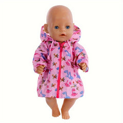 Pink Raincoat for 18 inch Dolls Fits 43 Newborn Dolls Ages 3-6