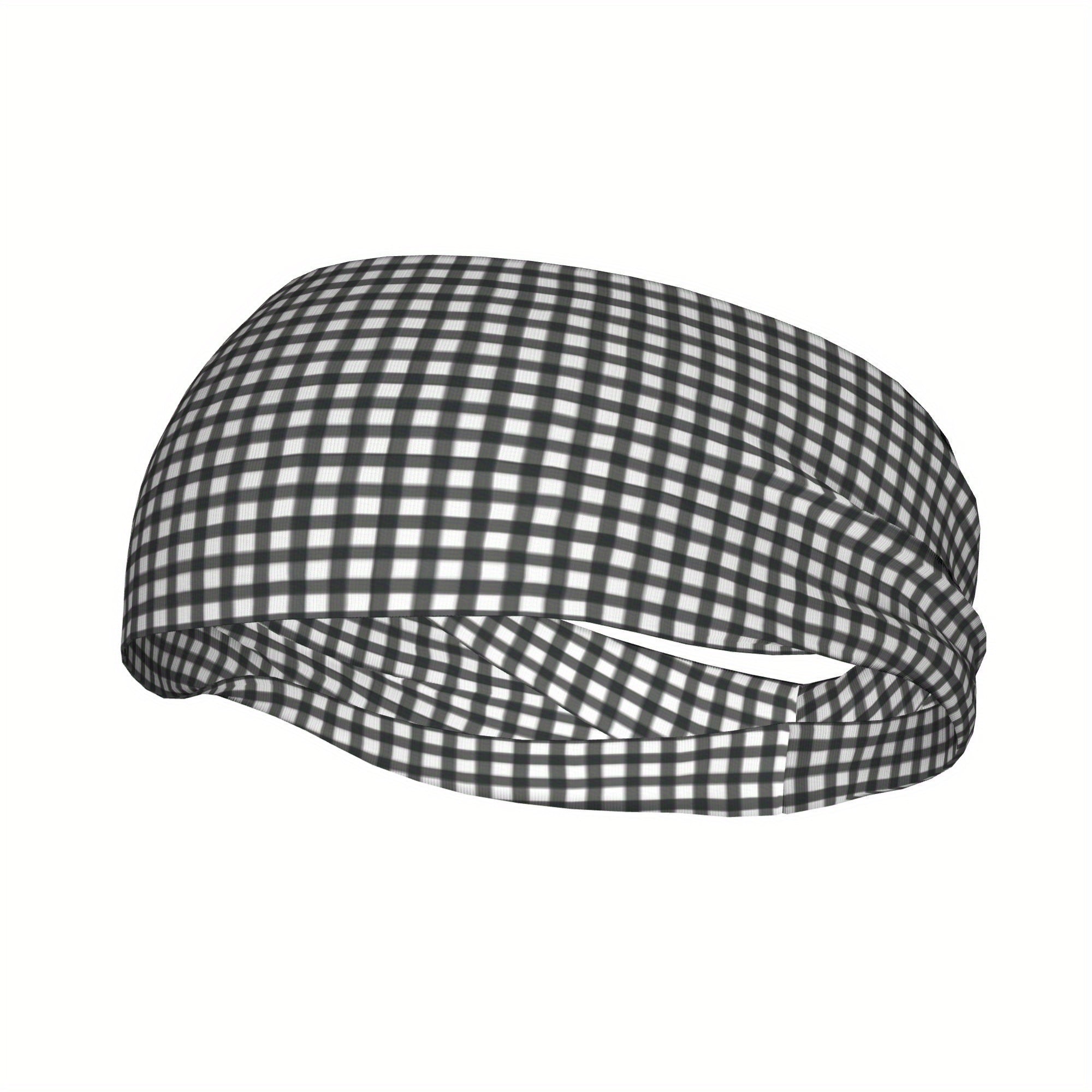 Men's Vintage Headband Plaid Pattern Lightweight Fabric Non Slip Hairband
