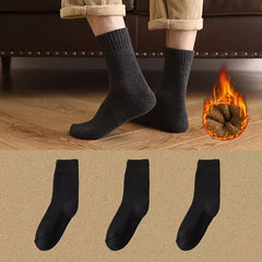 Men's Solid Crew Socks Warm Thermal Breathable Comfy Casual Unisex Socks