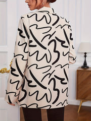 Casual Blazer Women's Plus Graffiti Print Lapel Collar Blazer