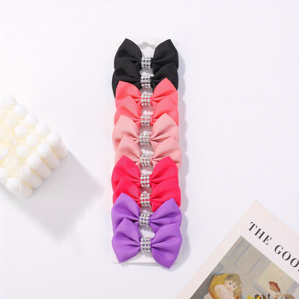 10pcs Baby Girls Bow Hair Clip Ribbon Hair Accessories Headwear