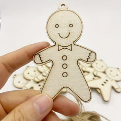 10pcs Wooden Christmas Decorations Boy DIY Natural Wood Chips
