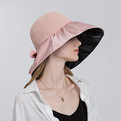 Crochet Sun Hat Wide Brim UV Protection Bucket Hat