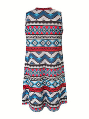 Southwestern Print Sleeveless Dress Casual Summer Spring