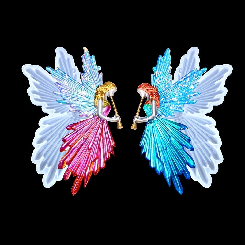 2PCS Christmas Resin Silicone Molds Fairy Angel Girls Ornaments Pendant