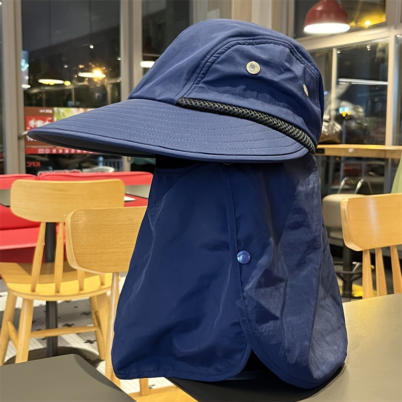Summer Wide Brim Sun Hat UV Protection Bucket Hat with Face Cover