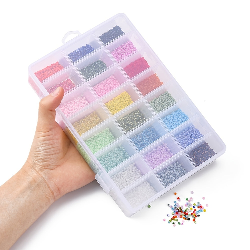 24 Grids 2mm Glass Beads Mixed Colors for Jewelry