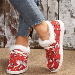 Christmas Snowman & Deer Cartoon Pattern Warm Fluffy Snow Shoes