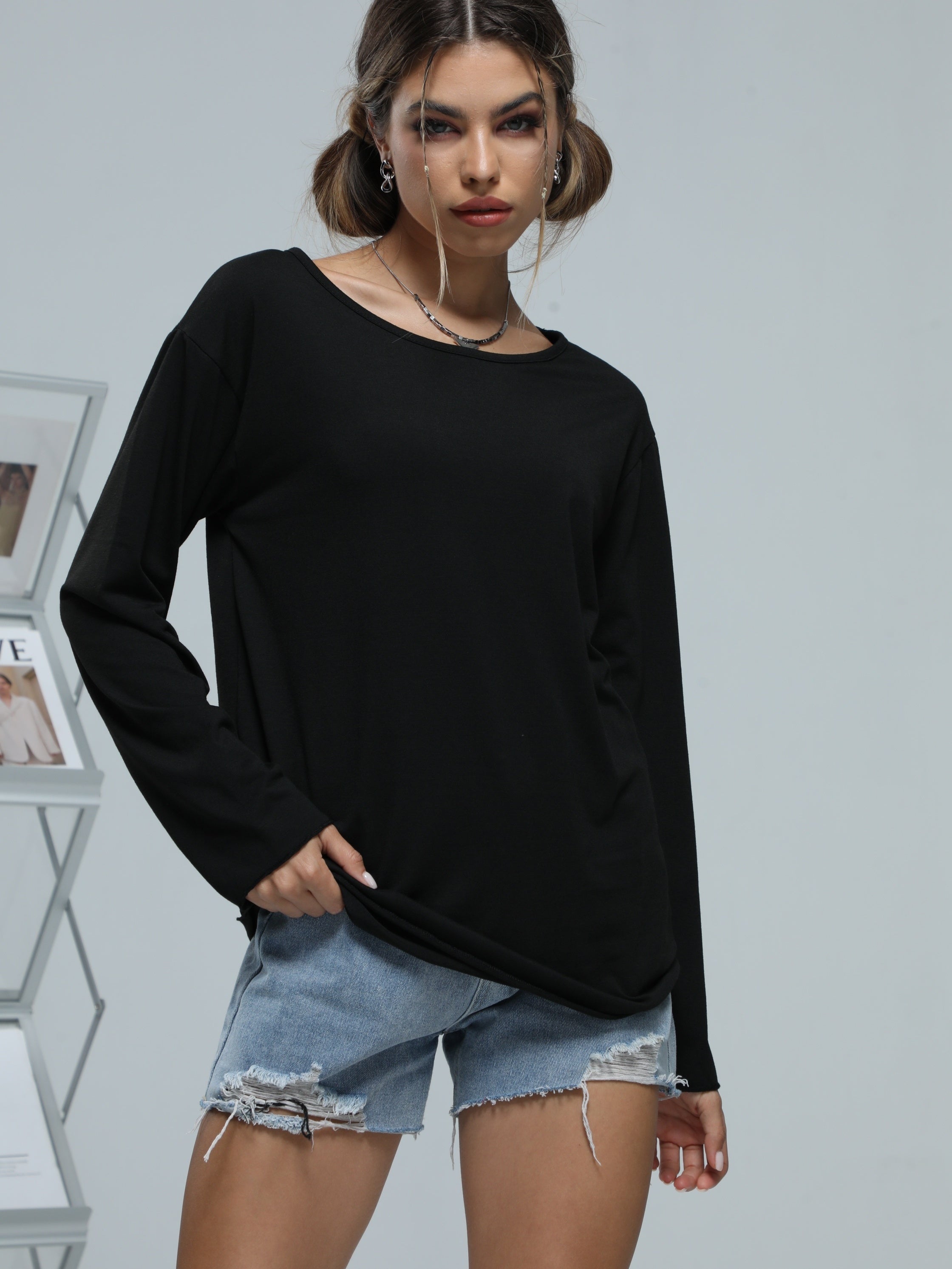 Long Sleeve Sports Casual Top Round Neck Running Shirt