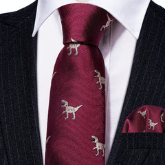 Boys Dinosaur Embroidery Tie for Party Performance