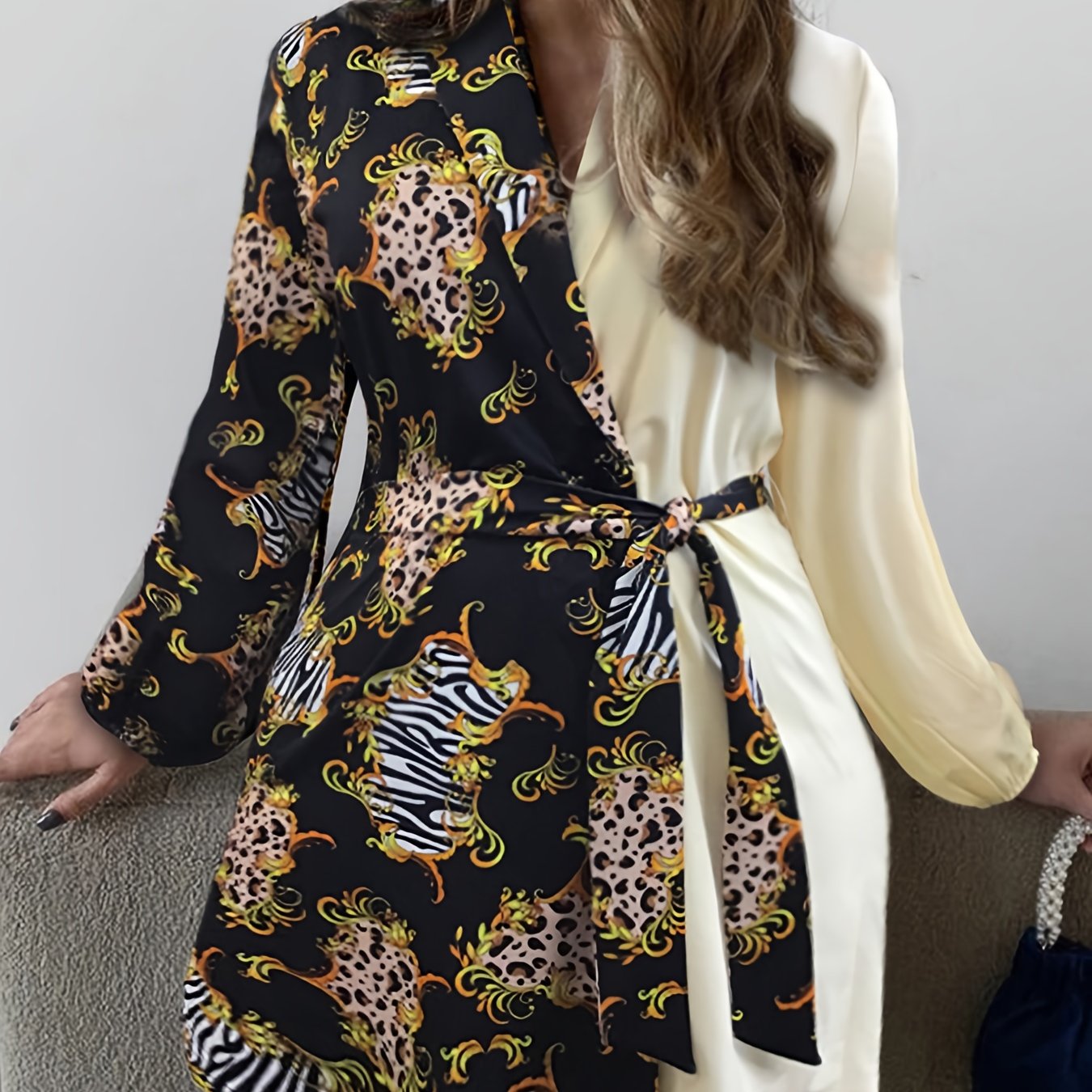 Dress Women's Plus Lapel Collar Mini Dress
