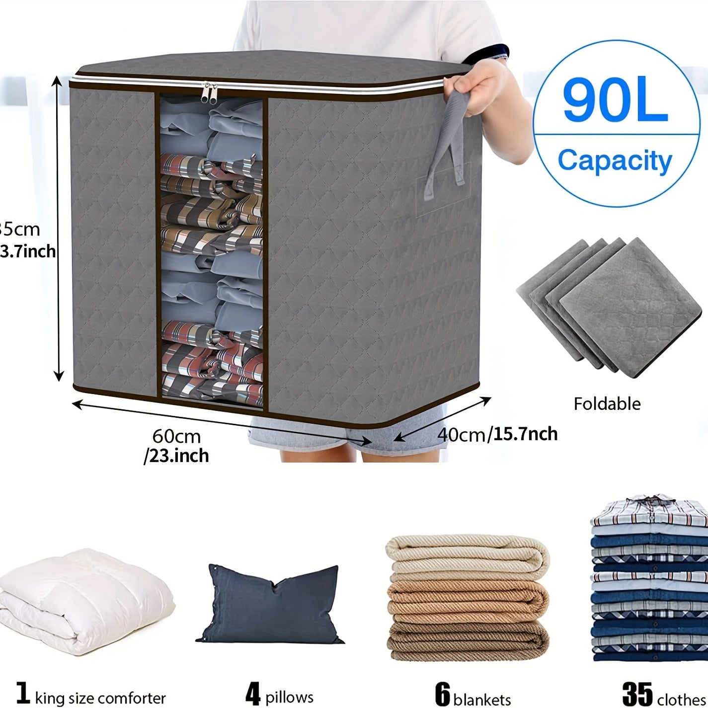 Large Capacity Quilt Clothes Organizer Non Woven Lightweight Storage Bag
