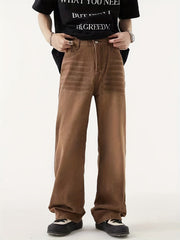 Y2k Vintage Straight Leg Jeans Men's Washed Denim Pants