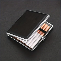 Leather Cigarette Case Metal Box Portable For 20 Cigarettes