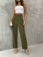 High Waist Solid Tailored Pants Ruched Versatile Pants