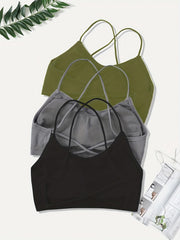 3 Pcs Girls Crisscross Back Sports Bras for 10-14 Years Old