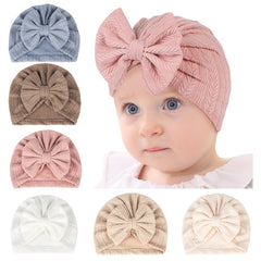 Newborn Toddler Head Wrap Hat Solid Bow Cap Turban Headband For Baby Girls