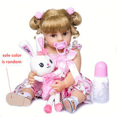 NPK 22" Vinyl Body Doll Blonde Wig Pink Floral Dress Collectible Display Doll