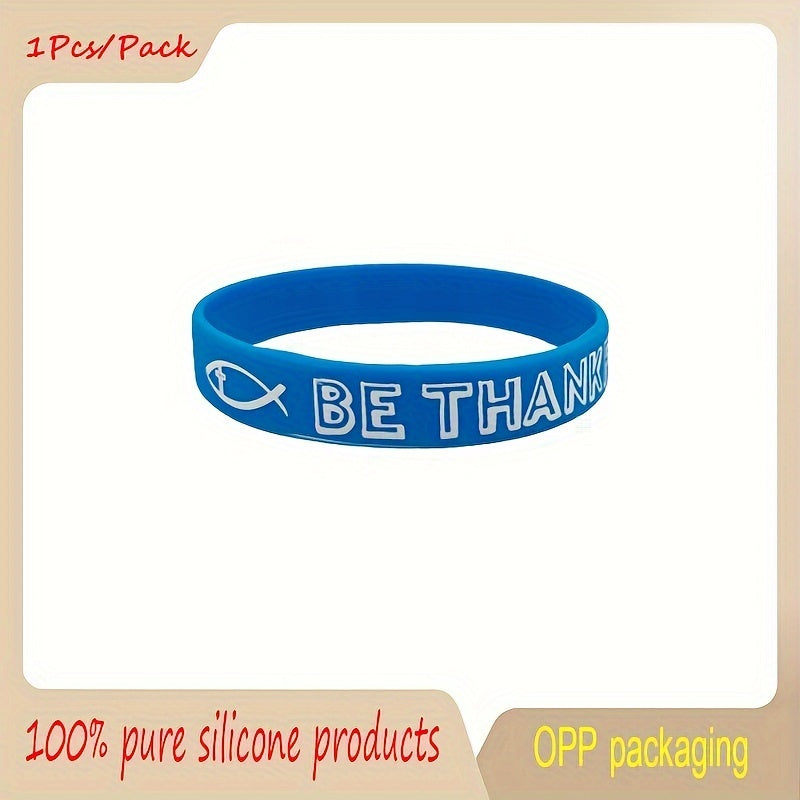 1Pcs Pack Colorful Pattern Thank You Gratitude Silicone Bracelet Wrist Band