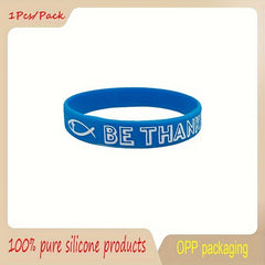 1Pcs Pack Colorful Pattern Thank You Gratitude Silicone Bracelet Wrist Band