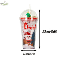 Christmas Series Plastic Cup Large Capacity Hand held Christmas Cup