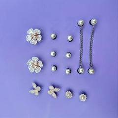 12PCS Shoe Accessories Faux Pearl & Flower & Butterfly Gift For Girls Women