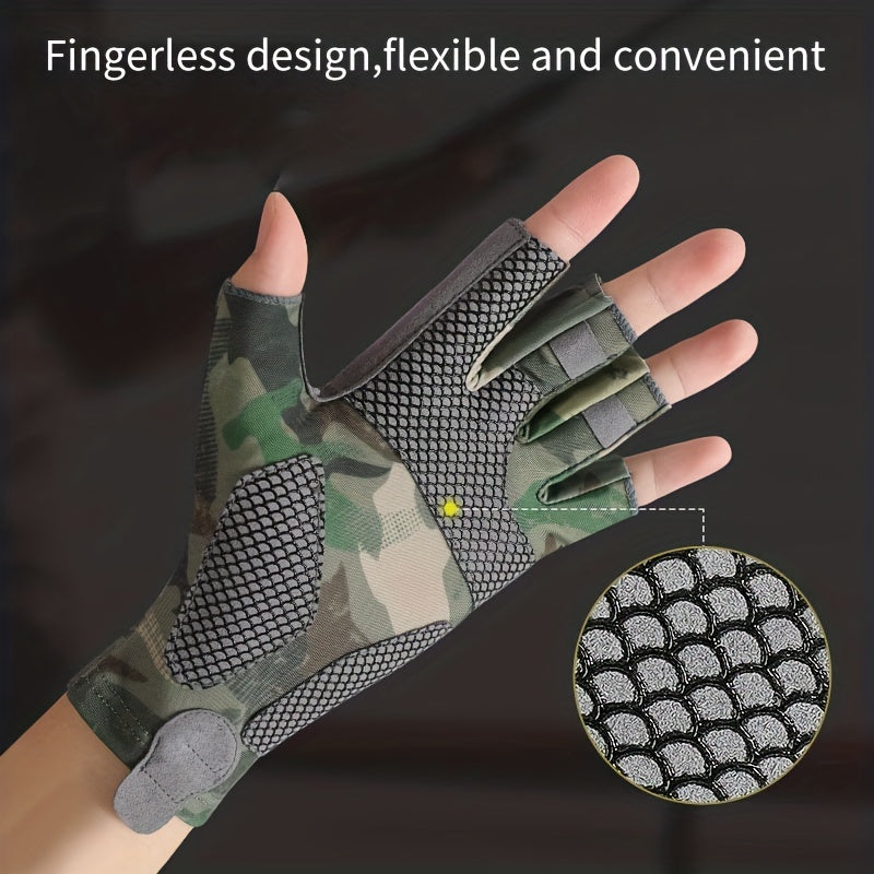 Breathable Half Finger Fishing Gloves UV Protection Cut Resistance Men Women