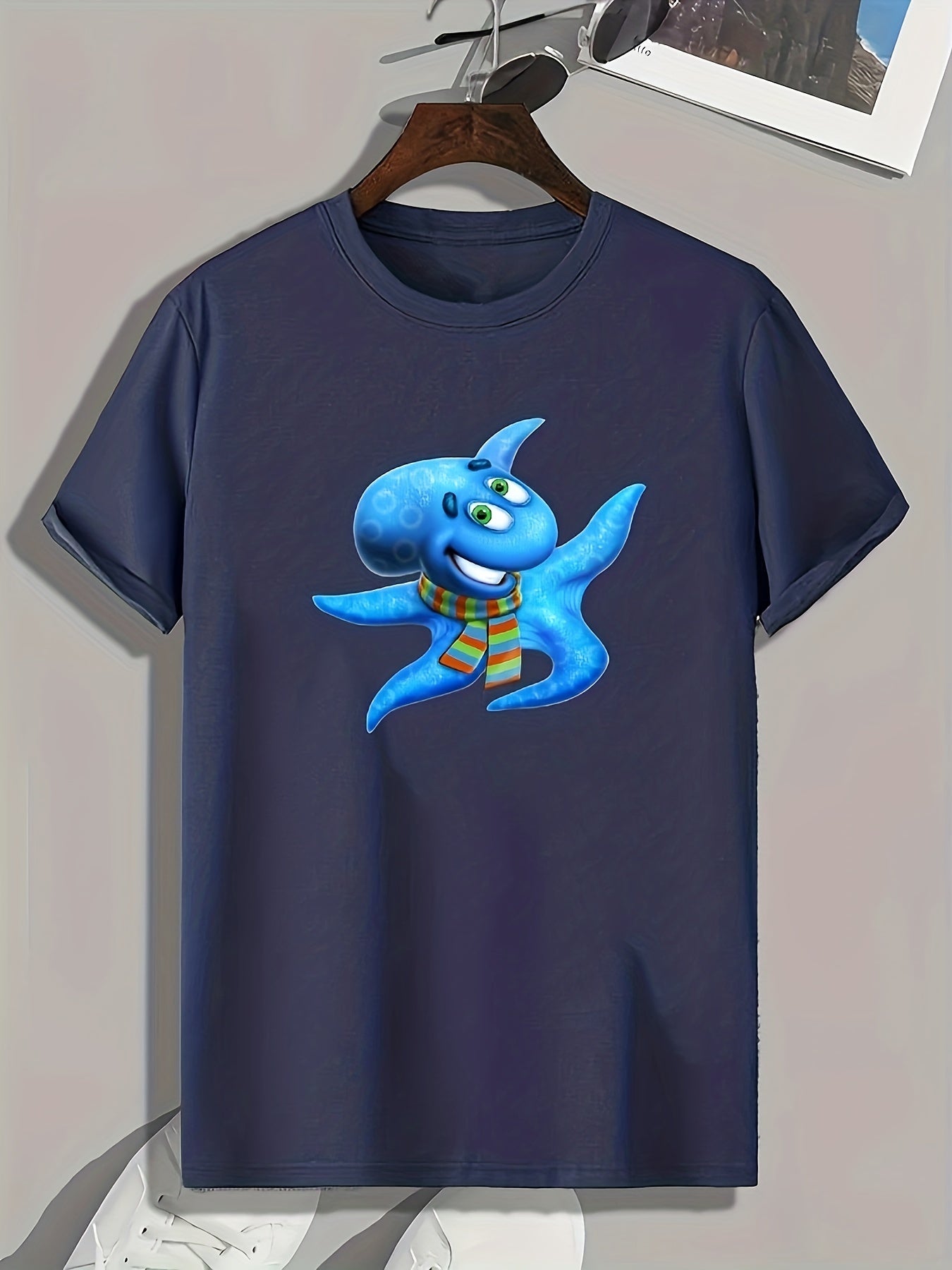 Cartoon Print Men's Graphic T-shirt for Summer