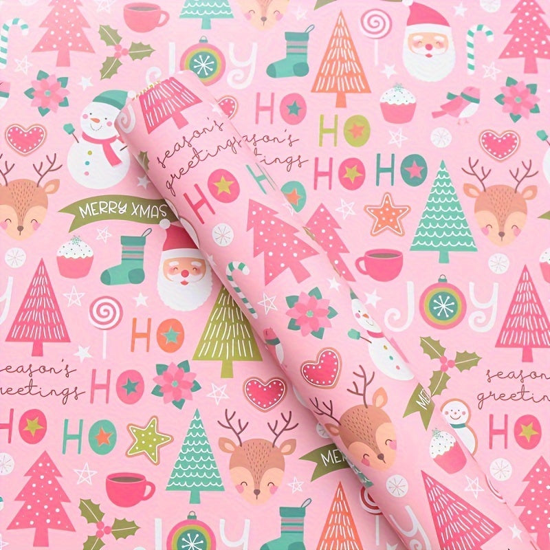 5pcs Cartoon Christmas Wrapping Paper - Multiple Patterns for Christmas Decorati