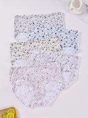 5 Pack Plus Size Panties Set Women's Plus Ditsy Floral Print Soft Briefs