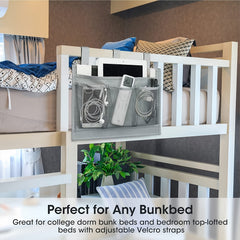 Gray Bedside Caddy for Beds and Dorms