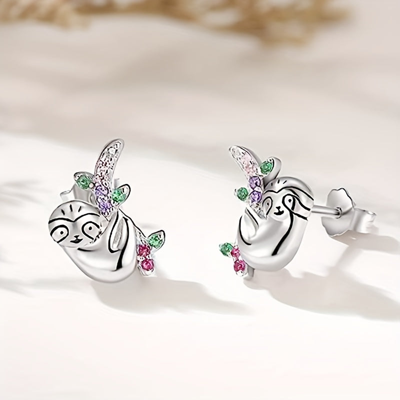 Sterling Silver Sloth Stud Earrings Kids Jewelry