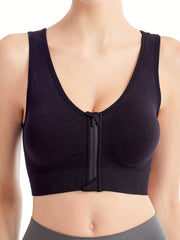 3 Front Zip Sports Bras Breathable Running Racer Back Bra