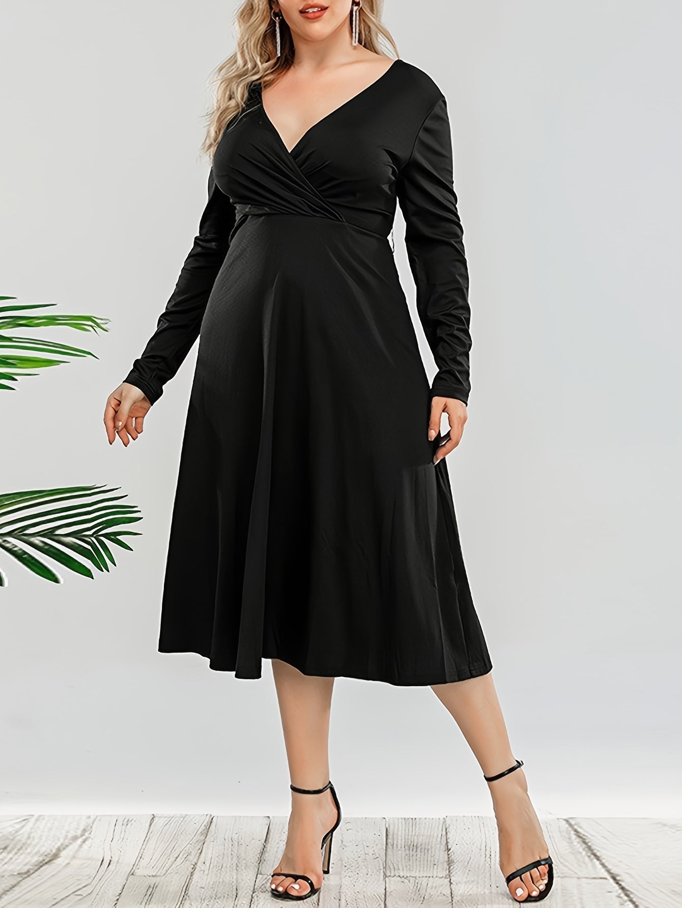 Sexy Maxi Dress Solid Long Sleeve Backless Stretch