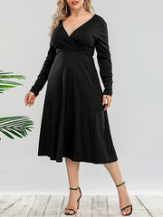 Sexy Maxi Dress Solid Long Sleeve Backless Stretch