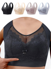 Floral Lace Full Coverage Sports Bra Wirefree Yoga Running Bra