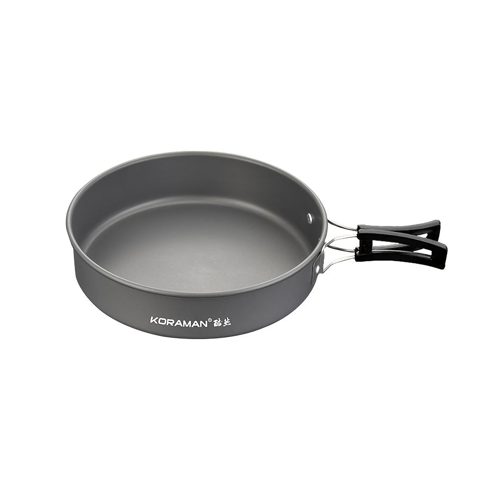 KORAMAN Aluminum Camping Cookware Set Lightweight Pots Pans Teapot with Mesh Bag