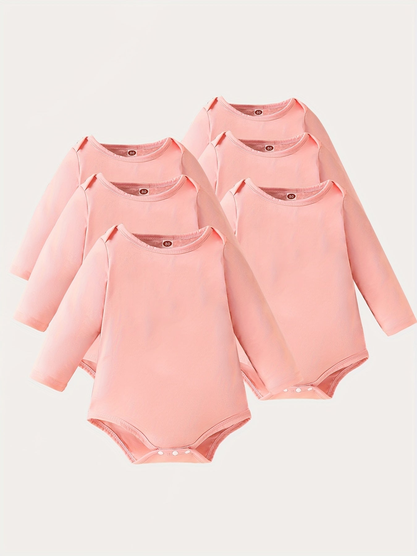 6pcs Baby Girls Triangle Bodysuits Cotton Long Sleeve Rompers