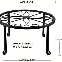 Metal Plant Stand Round Wrought Iron Flower Planter Pot Rack