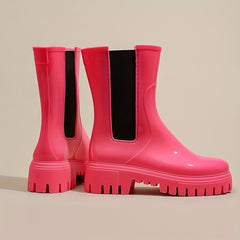 Pink Platform Rain Boots Waterproof Short Boots