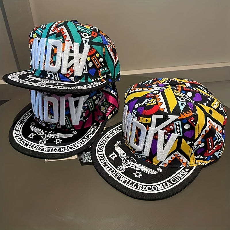 Skull Print Embroidery Baseball Cap Colorful Graffiti Print Sports Hat