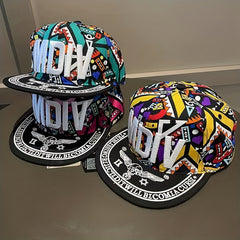 Skull Print Embroidery Baseball Cap Colorful Graffiti Print Sports Hat