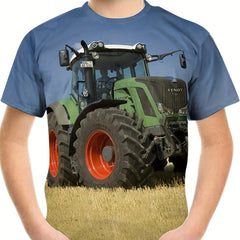 Boys' Farm Tractor Graphic T Shirt for Outdoor Fun