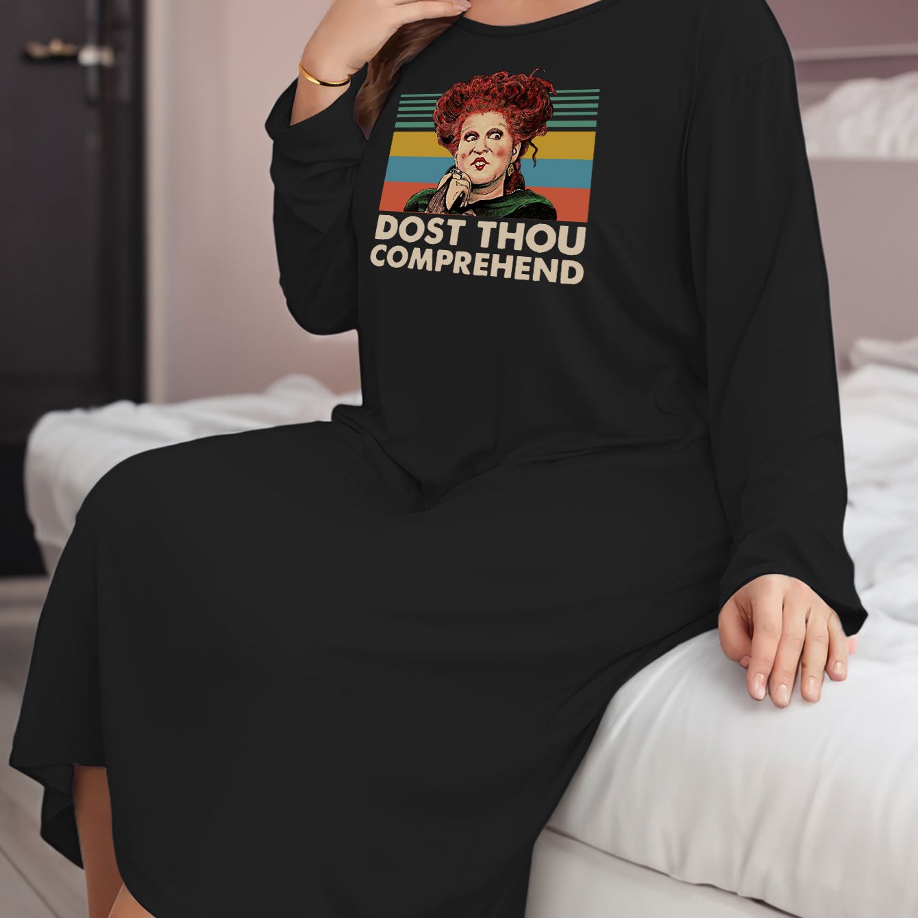 Halloween Cartoon Figure Print Long Sleeve Casual Dress