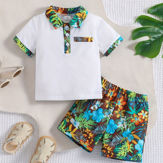 2pcs Baby Boys Polo Shirt & Shorts Set for Summer