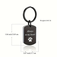 Always In My Heart Cremation Key Chain-Dog Paw Print Ash Urn