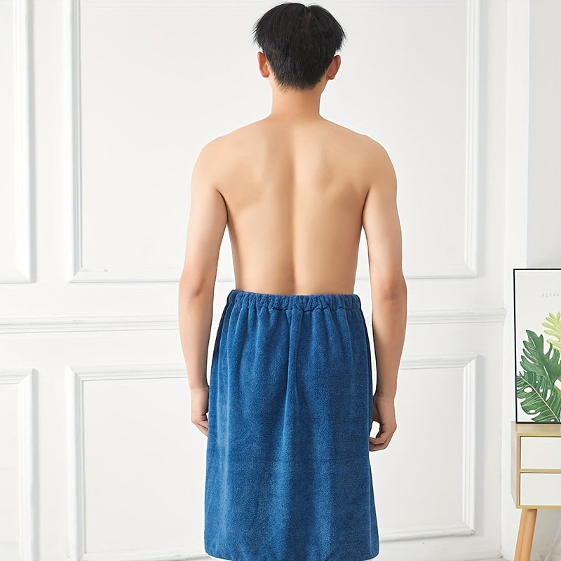 Men's Wearable Bath Towel With Pocket Coral Fleece Soft & Comfortable