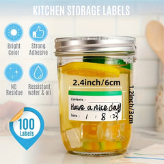 100pcs Food Classification Stickers, Seasoning Jar Labels, Easy to Tear